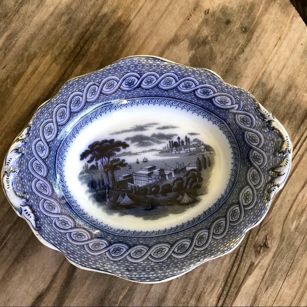 Antique Ridgeway Blue White Porcelain “Byzantium” Dish